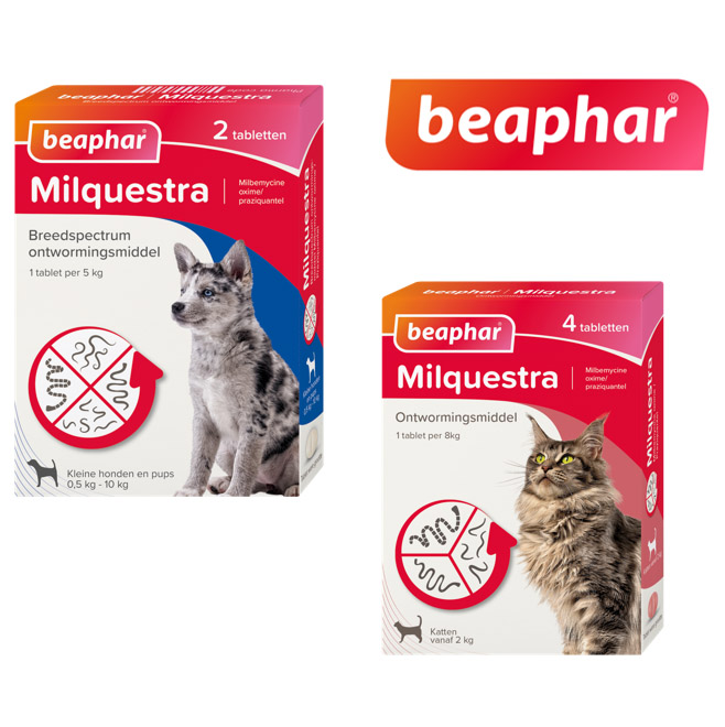 Huisdiervoordeelshop_Beaphar_milquestra - Huisdiervoordeelshop, de goedkope dierenwinkel. Beaphar-goedkoop-wormmiddelen-actie-aanbieding-milquestra