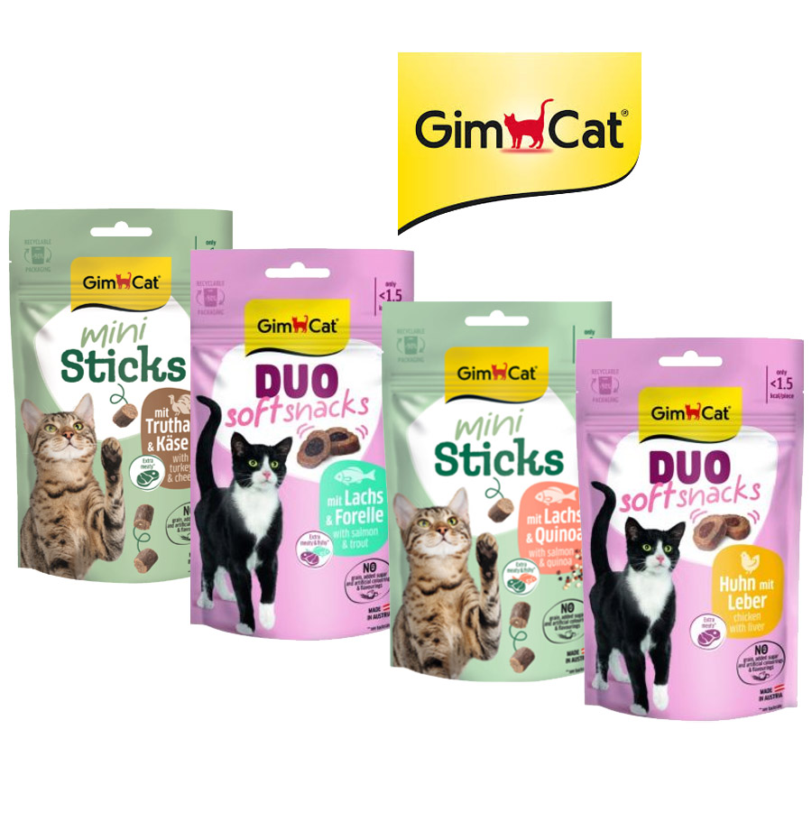 Huisdiervoordeelshop_Gimcat_kattensnacks_Mini_Sticks_Duo-Snanks - Huisdiervoordeelshop, de goedkope dierenwinkel. goedkope-kattensnack-sticks-gimcat